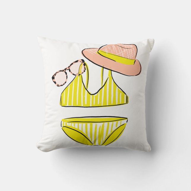 Coussin Détendez-vous au soleil - maillot de bain jaune (Recto)