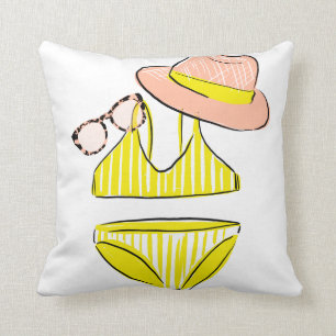 Coussin Détendez-vous au soleil - maillot de bain jaune