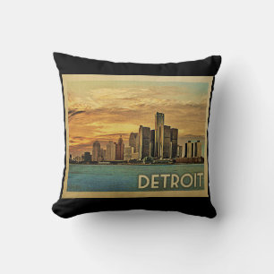Coussin Detroit Michigan Vintage Travel
