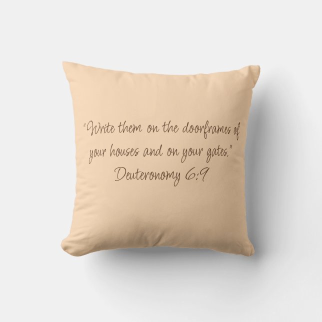 Coussin Deutéronome 6:9 Écriture Biblique Foi Basée (Recto)