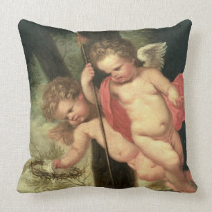 Coussin Deux anges volants, jugeant la couronne des épines