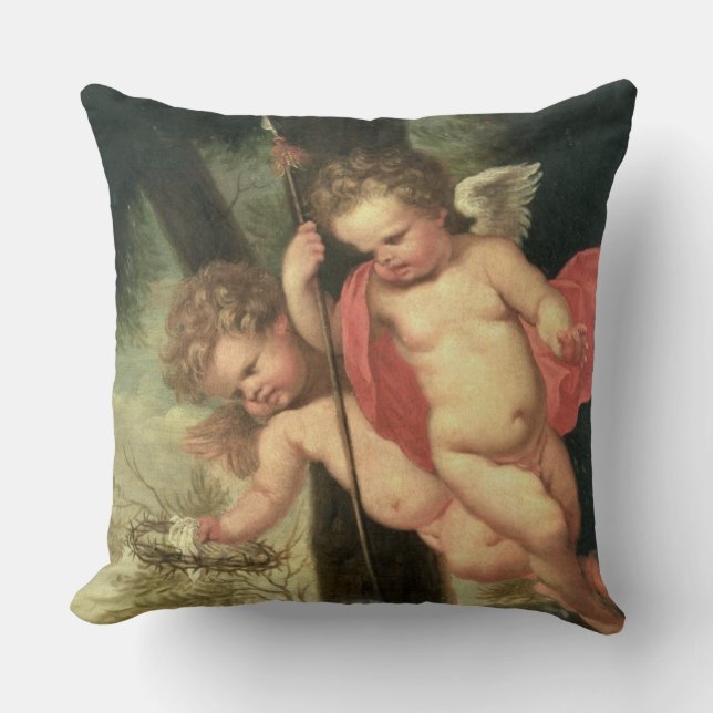 Coussin Deux anges volants, jugeant la couronne des épines (Recto)