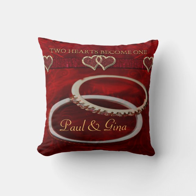 Coussin Deux anneaux de mariage d'or (Recto)