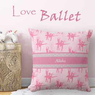Coussin Deux Ballerinas Rose Personnalisé