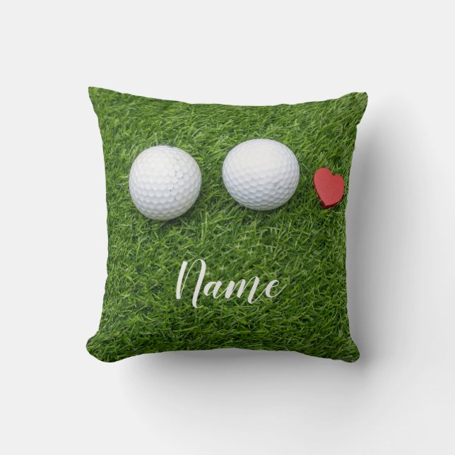 Coussin Deux balles de golf et le coeur de l'amour sont su (Recto)