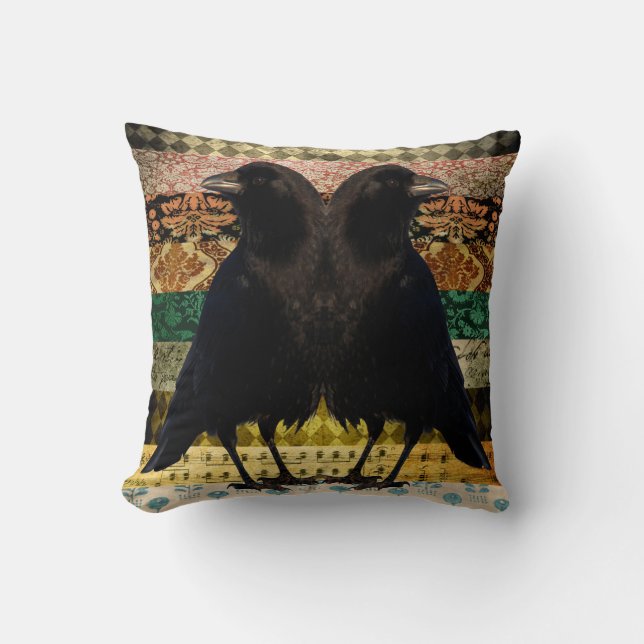 Coussin Deux Beaks Sur Damask (Recto)