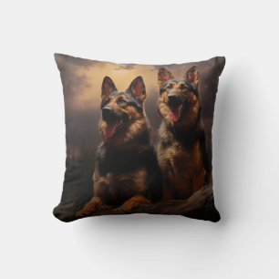Coussin Deux bergers allemands à Dusk