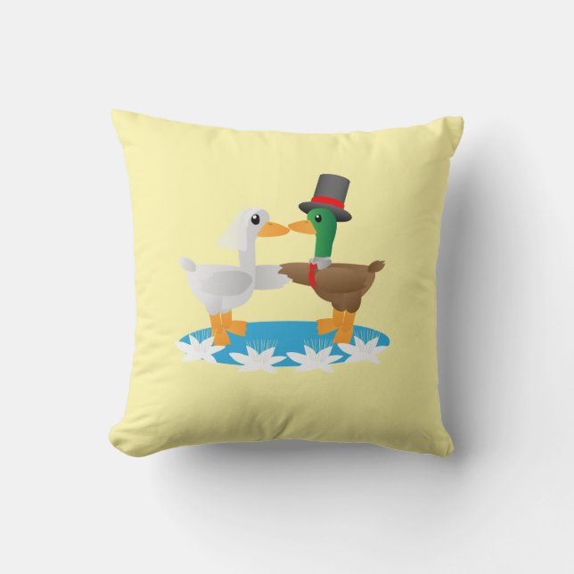 Coussin Deux Canards, Un Étang, Pour Toujours (Recto)