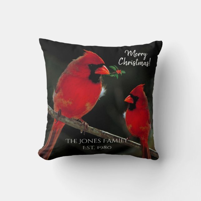 Coussin Deux cardinaux Noël  (Recto)