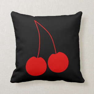 Coussin Deux cerises rouges sur le noir