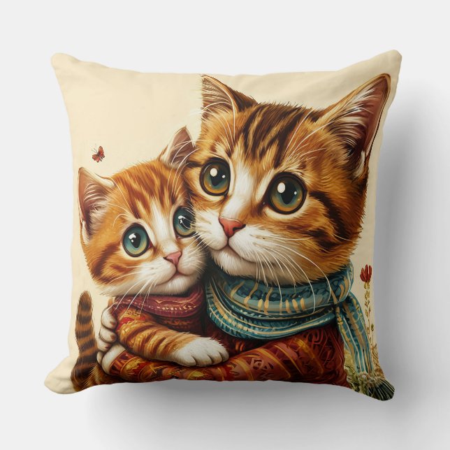Coussin Deux chats adorables s'étreignant (Recto)