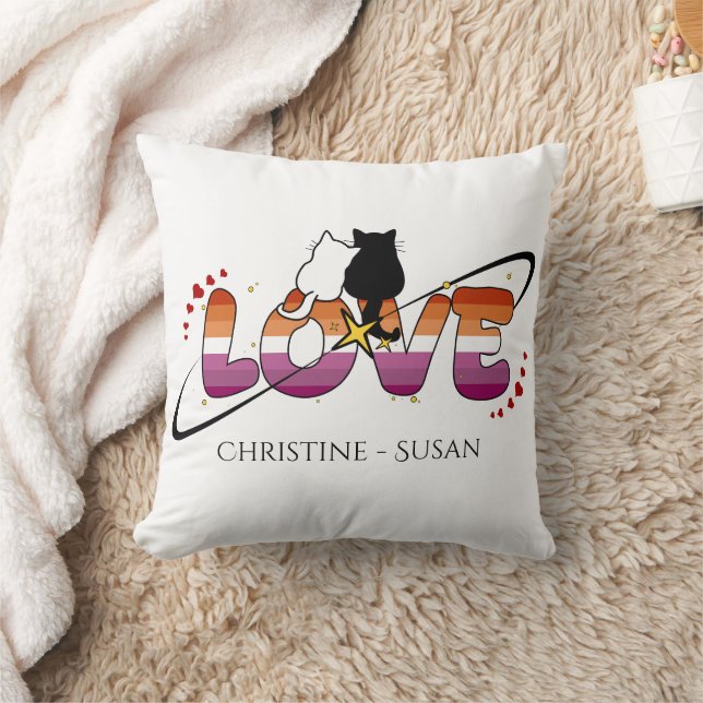 Coussin Deux chats amoureux Drapeau lesbien du coucher de  (Couverture)