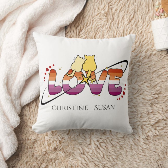 Coussin Deux chats amoureux Drapeau lesbien du coucher de  (Couverture)