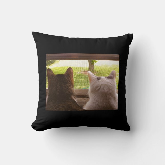 Coussin Deux chats de BFF regardant fixement hors de la (Recto)