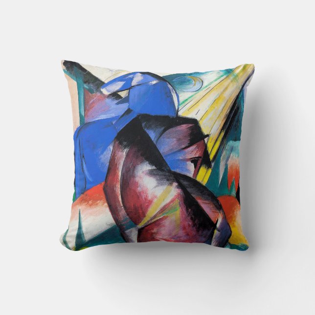 Coussin Deux chevaux rouges et bleus de Franz Marc (Recto)