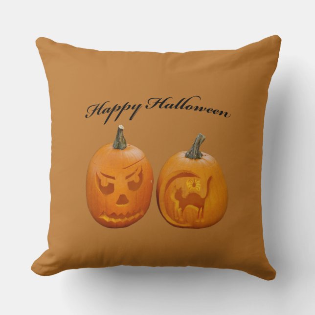Coussin Deux citrouilles Joyeux Halloween (Recto)