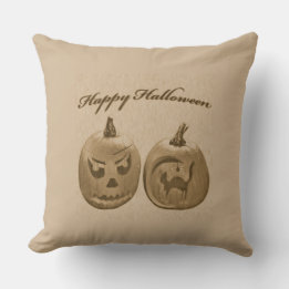 Coussin Deux citrouilles Joyeux Halloween