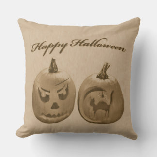 Coussin Deux citrouilles Joyeux Halloween