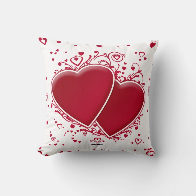 Coussin Deux coeurs rouges pour la Saint-Valentin (Recto)