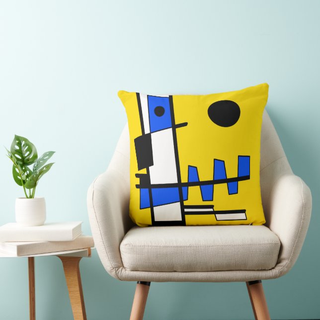 Coussin Deux Côtés De L'Ethnicité Jaune Bleu Noir Blanc (Chaise)