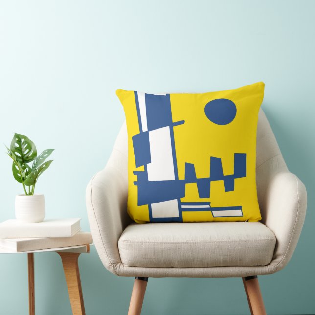 Coussin Deux Côtés D'Ethnicité Bleu Jaune Bleu Blanc (Chaise)