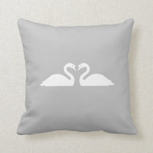 Coussin Deux cygnes blancs sur argent
