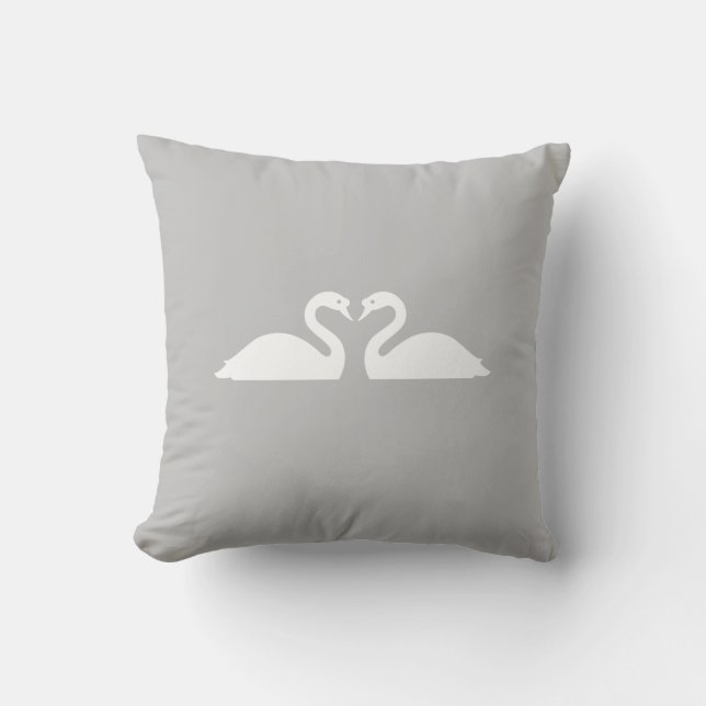 Coussin Deux cygnes blancs sur l'argent (Recto)