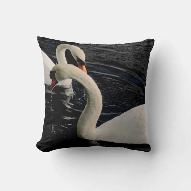 Coussin Deux cygnes sur le lac (Recto)