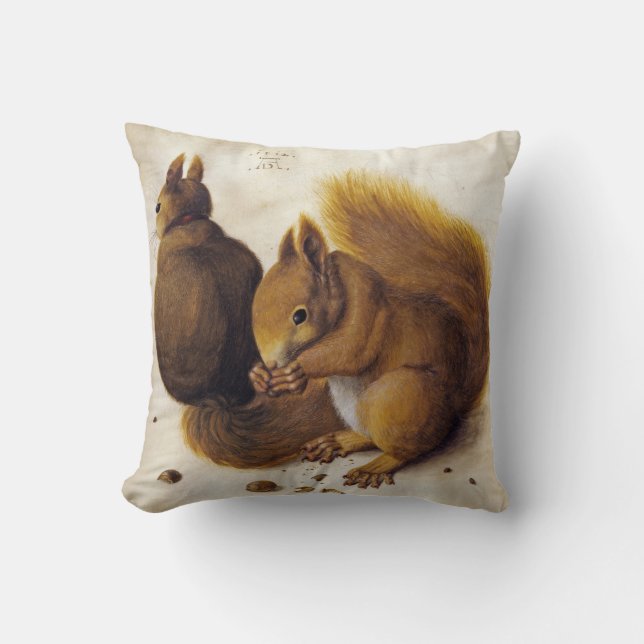 Coussin Deux écureuils rouges (par Albrecht Dürer) (Recto)