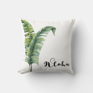Coussin Deux feuilles de palmier élégantes chic tropical a