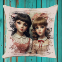 Deux filles Vintage poupée coeur Whimsical