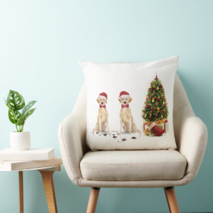 Coussin Deux Labrador Retrievers Chien de Noël Drôle