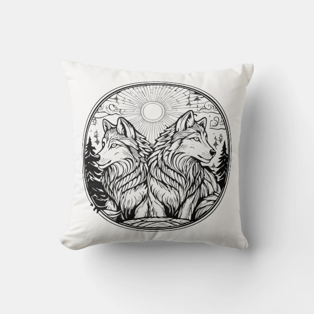 Coussin Deux loups (Recto)