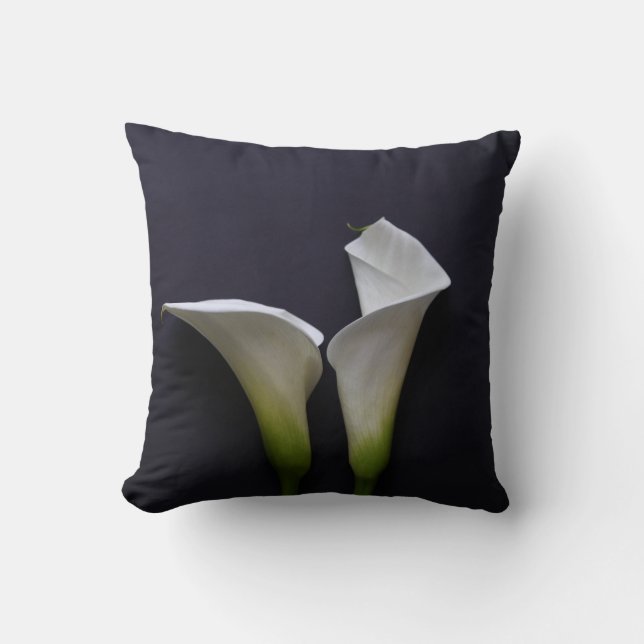 Coussin Deux lys calla sur fond noir (Recto)