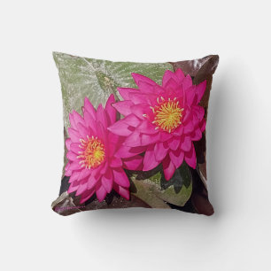 Coussin Deux Lys D'Eau Rose