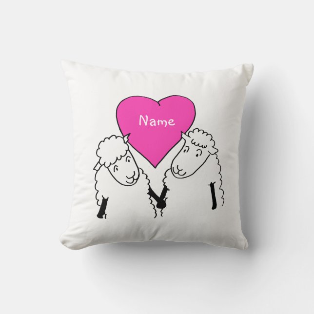 Coussin Deux mignons moutons de dessin (Recto)