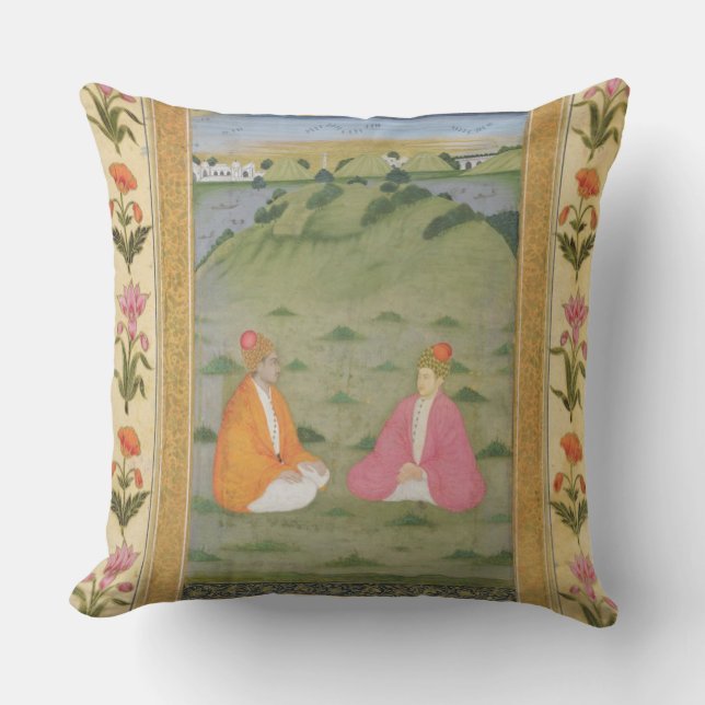 Coussin Deux nobles assis dans un paysage, du petit C (Recto)