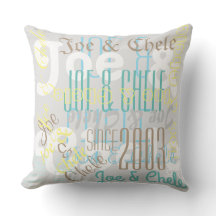 Deux noms Polyester Throw Pillow Custom Pillow 20"