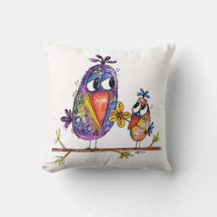 Coussin Deux oiseaux mignons et capricieux