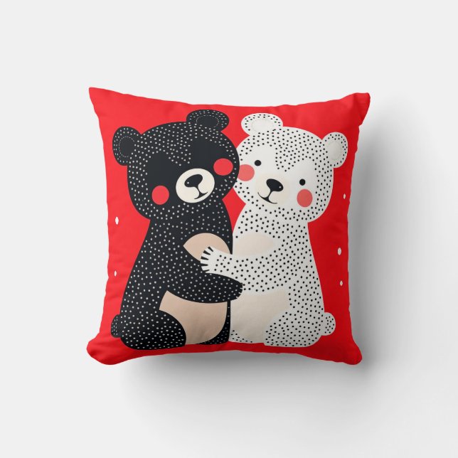 Coussin 🧸 Deux ours de dessin animé Cadeau de décoration  (Recto)
