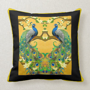 Coussin Deux Peacocks bleus indiens mâles