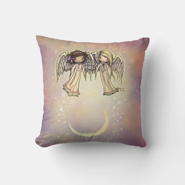 Coussin Deux petits anges sur une nuit scintillante Art (Recto)