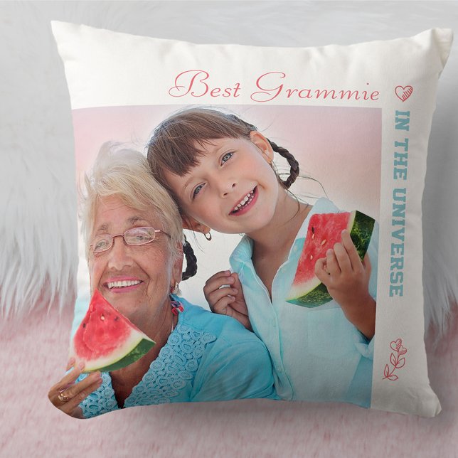 Coussin Deux photos Carrés - Meilleur Grammie dans l'Unive (Créateur téléchargé)
