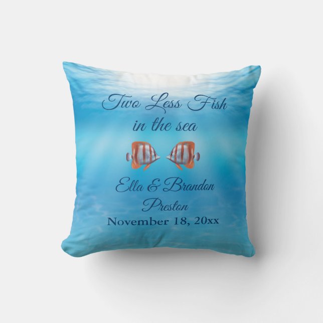 Coussin Deux Poissons de Moins dans la Mer Sous l'Eau (Recto)
