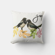 "Deux pour la joie" Magpies avec accent floral.