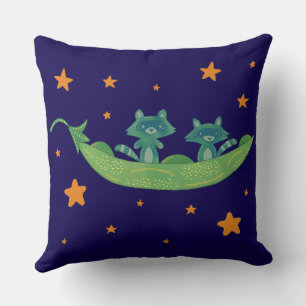 Coussin Deux ratons laveurs dans une cosse de pois   Art f