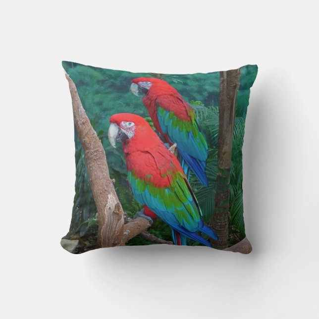 Coussin Deux rouges et arums à ailes verts Chloropterus (Recto)