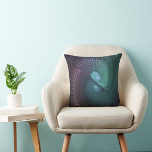 Coussin Deux spirales colorées art fractal abstrait modern