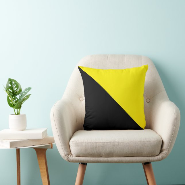 Coussin Deux tons diagonale jaune et noir (Chaise)