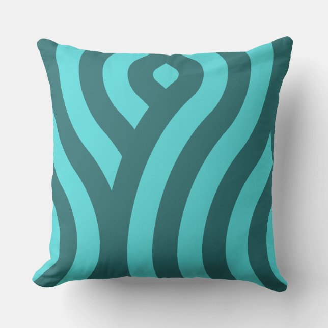 Coussin Deux tons turquoise, motif de vague rayée (Recto)